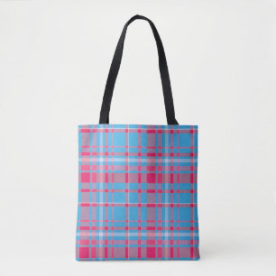 Tartanblauw en rood tote bag