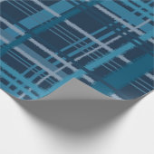 Tartanblauw patroon cadeaupapier (Hoek)