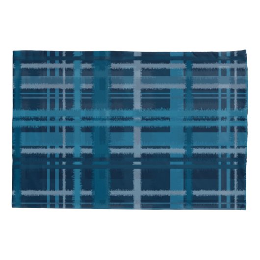 Tartanblauw patroon kussensloop (Achterkant-Links)