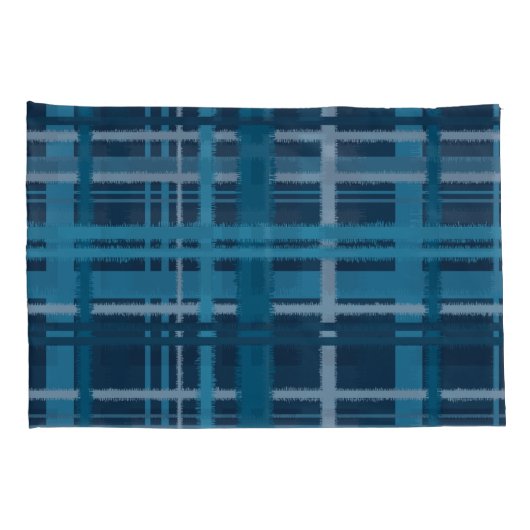 Tartanblauw patroon kussensloop (Achterkant-Rechts)