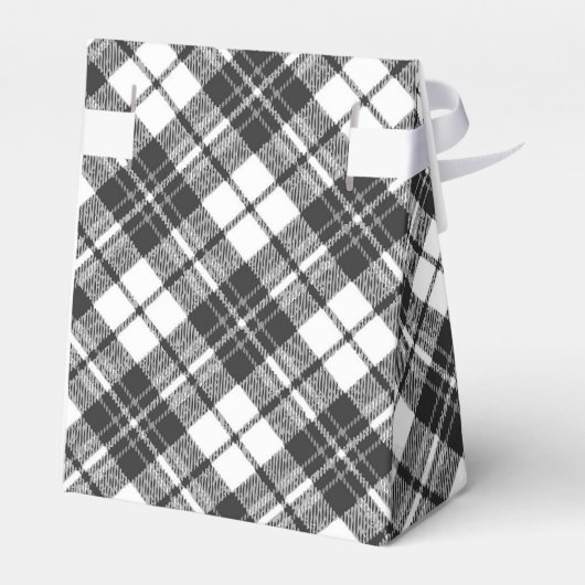 Tartanpatroon feestdagen Kerstzwart wit Bedankdoosjes (Achterkant)
