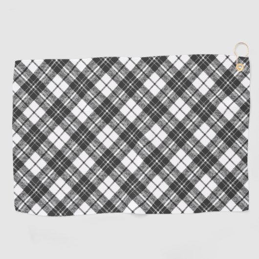 Tartanpatroon feestdagen Kerstzwart wit Golfhanddoek (Horizontaal)