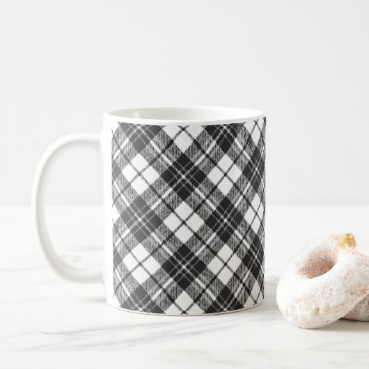 Tartanpatroon feestdagen Kerstzwart wit Koffiemok (Met donut)