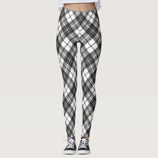 Tartanpatroon feestdagen Kerstzwart wit Leggings (Voorkant)