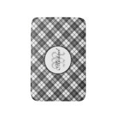 Tartanpatroon Kerstzwart wit monogram Badmat (Voorkant Verticaal)