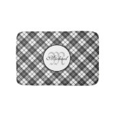 Tartanpatroon Kerstzwart wit monogram Badmat (Voorkant)