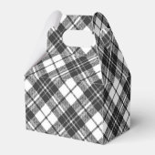 Tartanpatroon Kerstzwart wit monogram Bedankdoosjes (Achterkant)