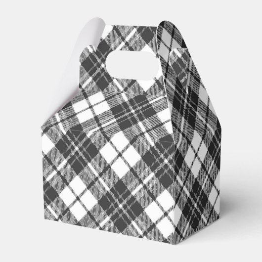 Tartanpatroon Kerstzwart wit monogram Bedankdoosjes (Achterkant)