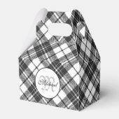 Tartanpatroon Kerstzwart wit monogram Bedankdoosjes (Voorkant Zijde)