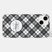 Tartanpatroon Kerstzwart wit monogram Case-Mate iPhone Case (Achterkant (horizontaal))