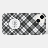 Tartanpatroon Kerstzwart wit monogram Case-Mate iPhone Case (Achterkant (horizontaal))