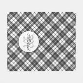 Tartanpatroon Kerstzwart wit monogram Fleece Deken (Voorkant (Horizontaal))