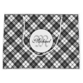 Tartanpatroon Kerstzwart wit monogram Groot Cadeauzakje (Voorkant)