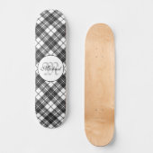 Tartanpatroon Kerstzwart wit monogram Persoonlijk Skateboard (Voorkant)