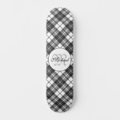 Tartanpatroon Kerstzwart wit monogram Persoonlijk Skateboard (Voorkant)