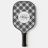 Tartanpatroon Kerstzwart wit monogram Pickleball Paddle (Voorkant)