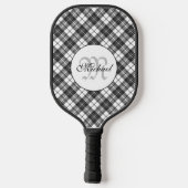 Tartanpatroon Kerstzwart wit monogram Pickleball Paddle (Achterkant)