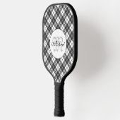 Tartanpatroon Kerstzwart wit monogram Pickleball Paddle (Links)