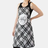 Tartanpatroon Kerstzwart wit monogram Schort (Insitu)