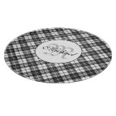 Tartanpatroon Kerstzwart wit monogram Snijplank (Hoek)