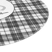 Tartanpatroon Kerstzwart wit monogram Snijplank (Hoek)