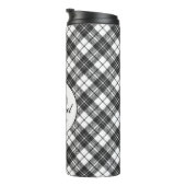 Tartanpatroon Kerstzwart wit monogram Thermosbeker (Geroteerd rechts)