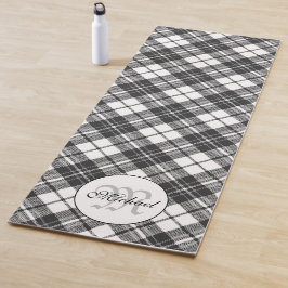 Tartanpatroon Kerstzwart wit monogram Yogamat