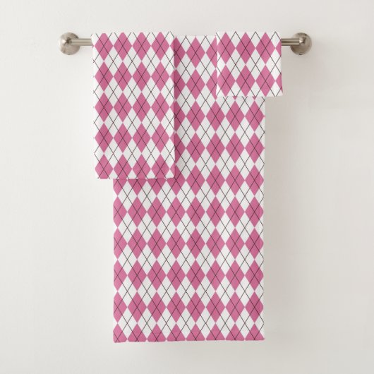Tartanpatroon Roze 70s Bad Handdoek (Insitu)