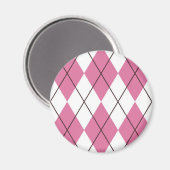 Tartanpatroon Roze 70s Magneet (Voorkant / Achterkant)