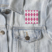 Tartanpatroon Roze 70s Vierkante Button 5,1 Cm (In situ)