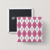 Tartanpatroon Roze 70s Vierkante Button 5,1 Cm (Voorkant /achterkant)