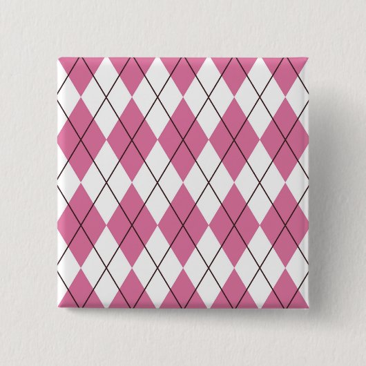 Tartanpatroon Roze 70s Vierkante Button 5,1 Cm (Voorkant)