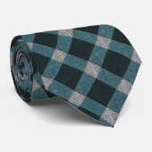 Tartanstijl in grijze cyaan en lichte opluchting stropdas (Opgerold)