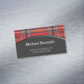 Tartanvlekvormig roodkleurig weefsel magnetisch visitekaartje (Voorbeeld)