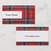 Tartanvlekvormig roodkleurig weefsel visitekaartje (Voorkant / Achterkant)