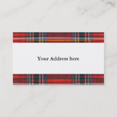 Tartanvlekvormig roodkleurig weefsel visitekaartje (Achterkant)