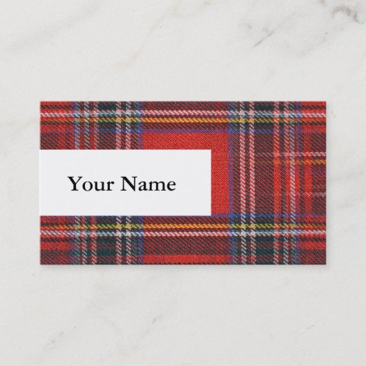 Tartanvlekvormig roodkleurig weefsel visitekaartje (Voorkant)