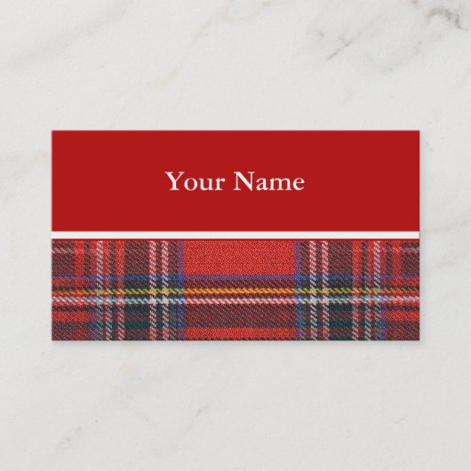 Tartanvlekvormig roodkleurig weefsel visitekaartje (Voorkant)