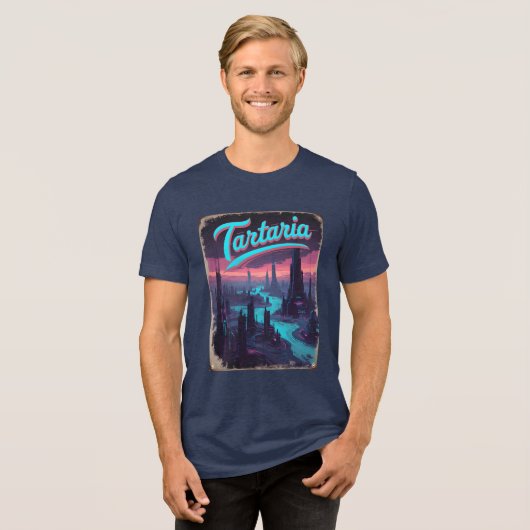 Tartaria Mud Flood Cyberpunk Vintage Tri-Blend Shirt (Voorkant volledig)