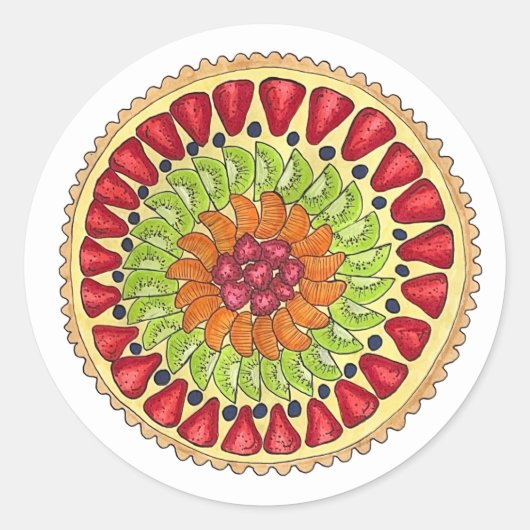 Tarte aux Fruits Fruit Tart Pie Ronde Sticker (Voorkant)