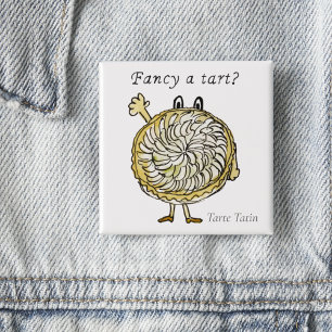 Tarte Tatin Funny Fancy een Tart Apple Pie Art Quo Vierkante Button 5,1 Cm