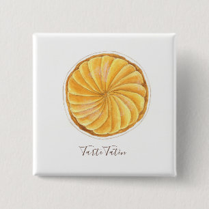 Tarte Tatin waterverf Vierkante Button 5,1 Cm