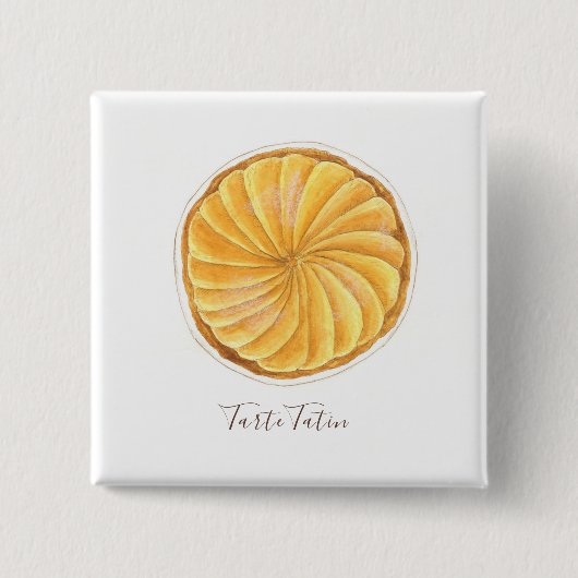 Tarte Tatin waterverf Vierkante Button 5,1 Cm (Voorkant)
