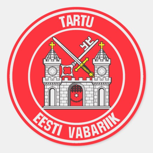 Tartu Round Emblem Ronde Sticker (Voorkant)