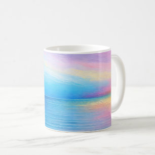 "Tarvask" Breed roze en blauw landschap Zeegezicht Koffiemok