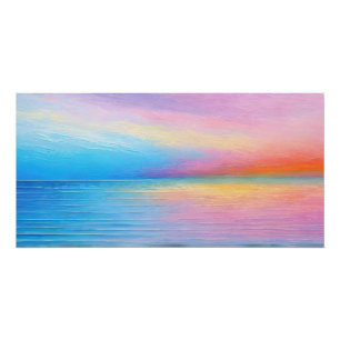 "Tarvask" Breed roze en blauw landschap Zeegezicht Perfect Poster