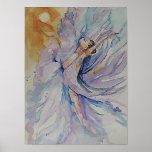 Tarwe ballerina-danseres en zonnestralenPoster Poster