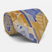 Tarwe / blauw 1920s Art Deco-ontwerp Stropdas (Opgerold)