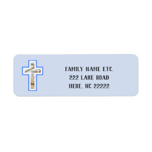 Tarwe & Blue Sky Cross retour adreslabels Etiket