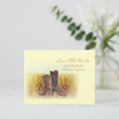 Tarwe boerderij westerne cowboy bruiloft save the  aankondigingskaart (Staand voorkant)